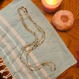 Amazonite long knotted wrap necklace